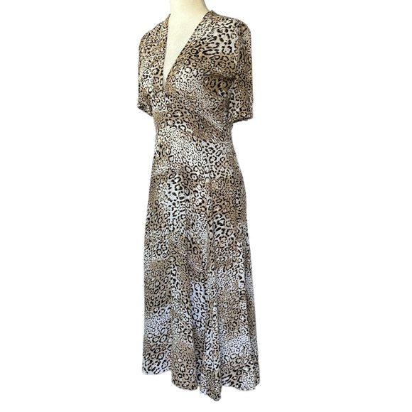 FAITHFULL THE BRAND Marie Louise Midi Dress Mila Animal Print Womens Size 4 - Picture 8 of 16